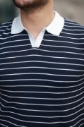 Erkek Kısa Kollu çizgi Desenli örme Kumaş Tshirt resmi